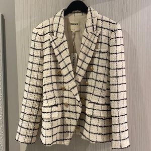 L’AGENCE Kenzie Ivory/Navy Plaid Blazer